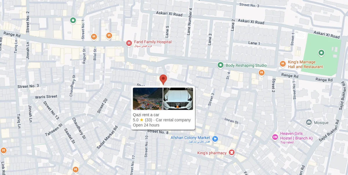 Map to Qazi Cars office location